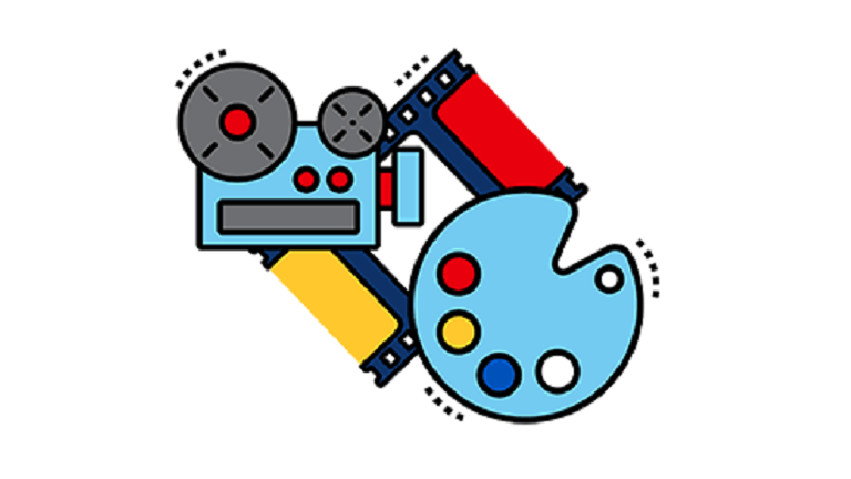 video camera, photo film, and paint palette